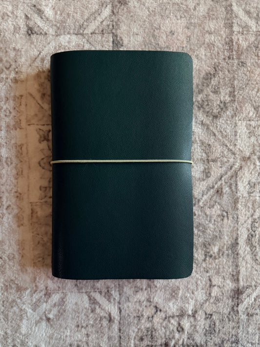 Green Forest A5 trifold faux leather journal, handmade in the UAE