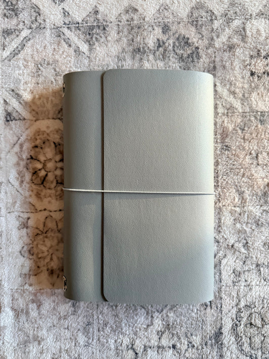 Charcoal Grey A5 trifold faux leather journal, handmade in the UAE