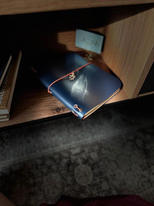Tan Brown A5 Bifold handmade faux leather journal — Arc and Axis UAE